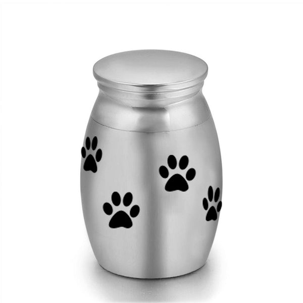 Paw Prints Mini Stainless Steel Pet Urn Memorial Ashes Keepsake 2.5 x 1.6cm