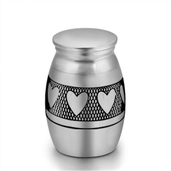 Hearts Mini Stainless Steel Pet Urn Memorial Ashes Keepsake 2.5 x 1.6cm