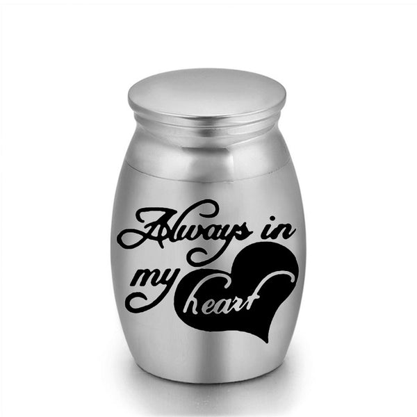 Always In My Heart Mini Stainless Steel Pet Urn Memorial Ashes Keepsake 2.5 x 1.6cm
