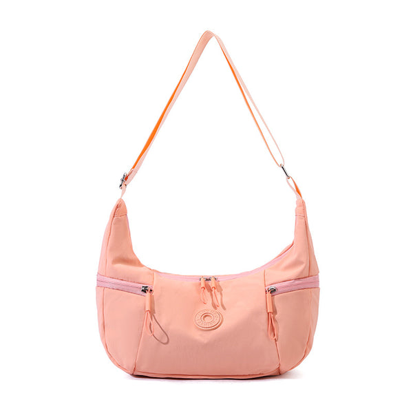 Nylon Crossbody Shoulder Bag Handbag Water Resistant Travel Pink Grapefruit