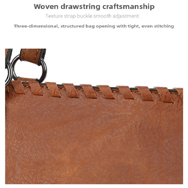 Faux PU Leather Tote Shoulder Bag Detachable Pouch Brown