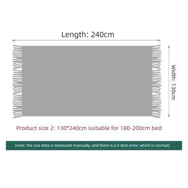 Acrylic Knitted Diamond Throw Blanket Rug Tassels 130 x 230cm Light Grey