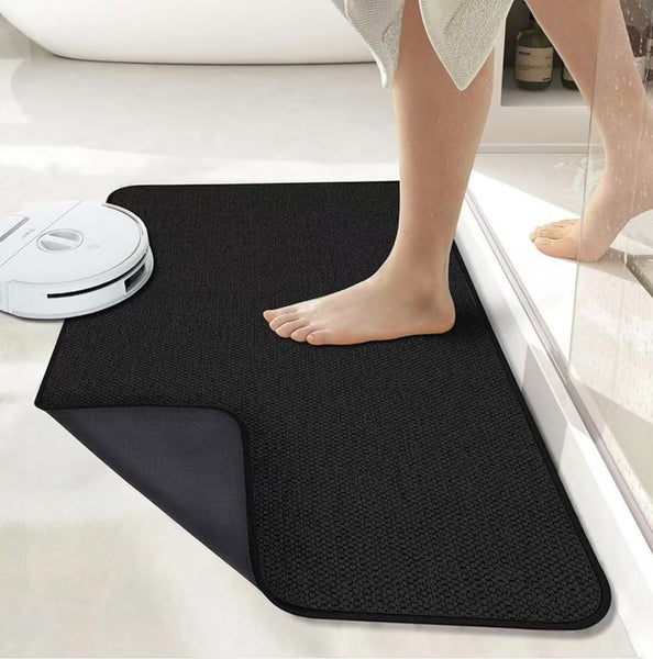 Diatomite Diatomaceous Quick Dry Non Slip Bath Mat 50 x 80cm Black