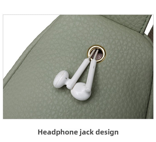 Faux PU Leather Sling Crossbody Chest Bag Purse Adjustable Boho Strap Off White