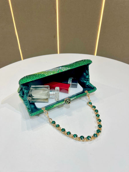 Rhinestone Crystal Evening Clutch Bag Purse Chain Strap Wedding Party Prom Gold