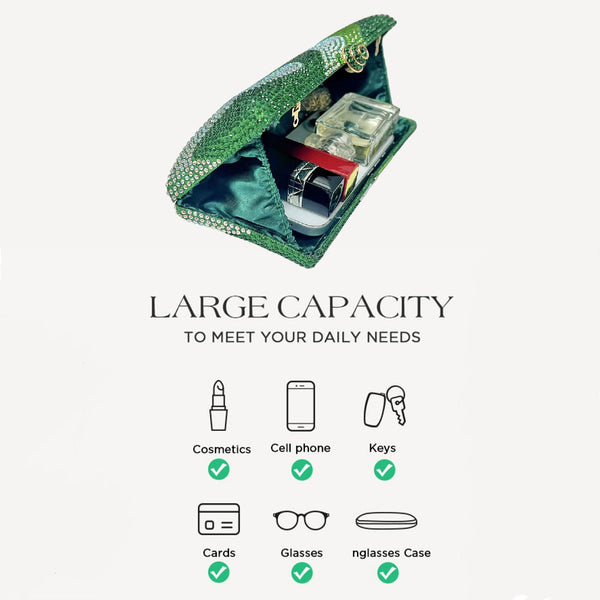 Rhinestone Crystal Evening Clutch Bag Purse Chain Strap Wedding Party Prom Rose Red