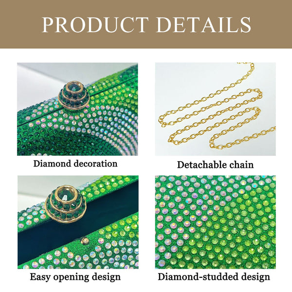 Rhinestone Crystal Evening Clutch Bag Purse Chain Strap Wedding Party Prom Rose Red