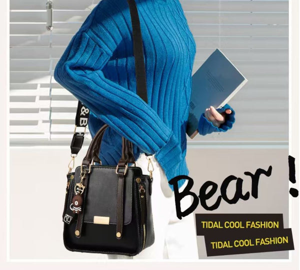 Faux PU Leather Crossbody Tote Bag Handbag Top Handle Adjustable Strap Caramel