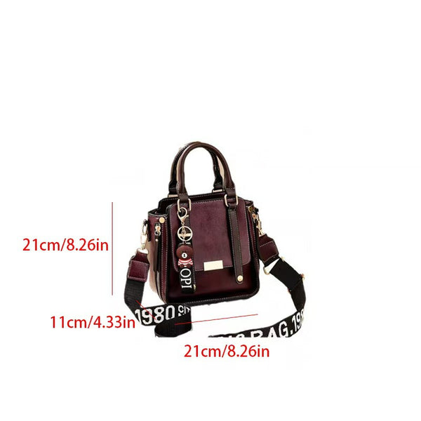 Faux PU Leather Crossbody Tote Bag Handbag Top Handle Adjustable Strap Red