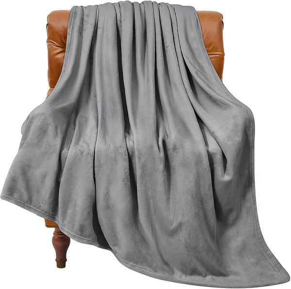 Coral Fleece Blanket Throw Rug 180 x 200cm Grey
