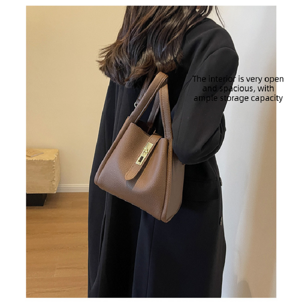 2 Pce Faux PU Leather Bucket Crossbody Handbag Bag Inner Pouch Beige