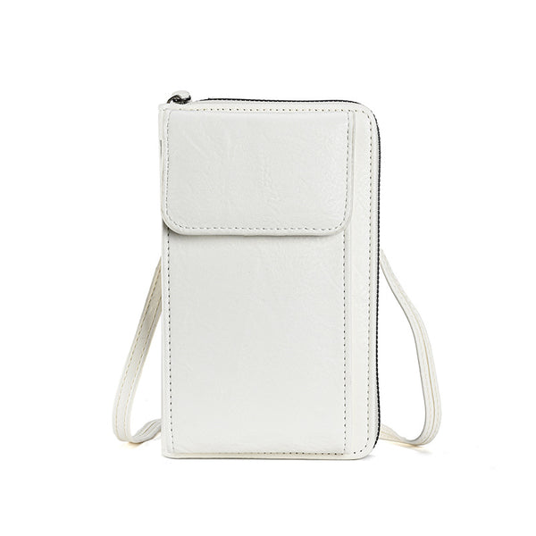 Faux PU Leather Mini Crossbody Shoulder Phone Purse Bag Multi Pocket White
