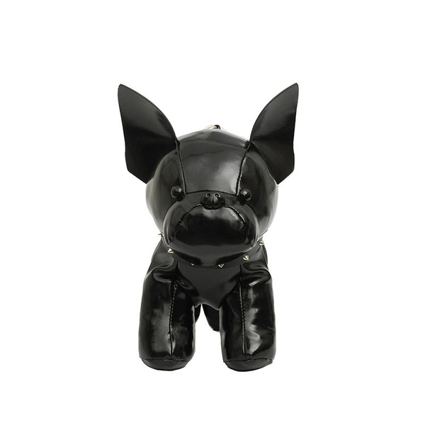 Faux PU Leather French Bulldog Frenchie Shaped Crossbody Bag Handbag Black