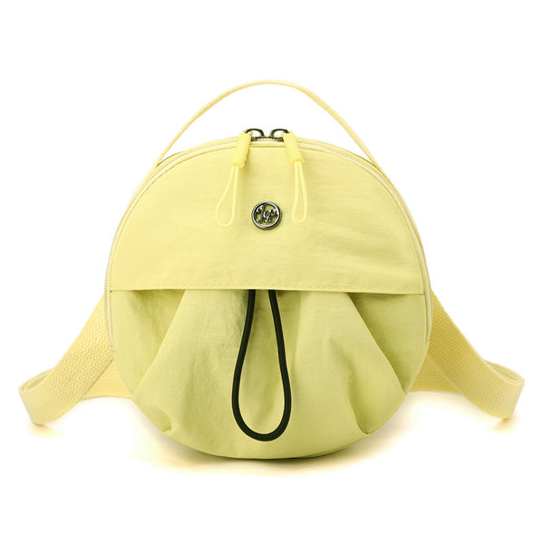 Nylon Water Resistant Round Crossbody Shoulder Bag Multi Pocket Design Lemon