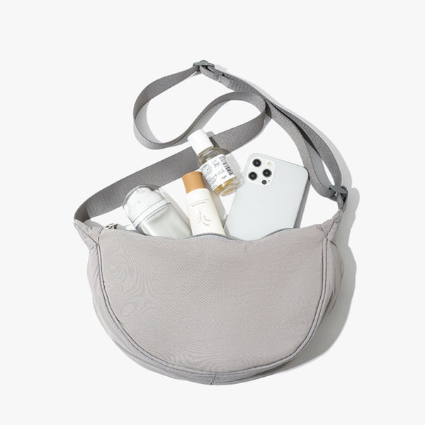 Nylon Crossbody Shoulder Saddle Style Bag Handbag Adjustable Strap Grey