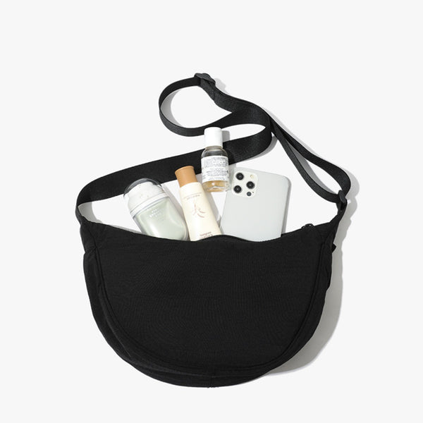 Nylon Crossbody Shoulder Saddle Style Bag Handbag Adjustable Strap Black