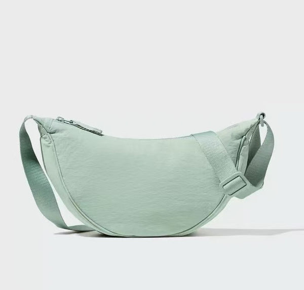 Nylon Crossbody Shoulder Saddle Style Bag Handbag Adjustable Strap Light Green