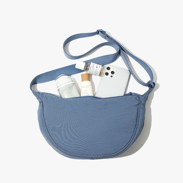 Nylon Crossbody Shoulder Saddle Style Bag Handbag Adjustable Strap Blue