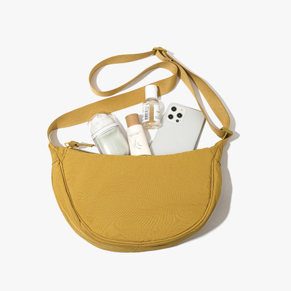 Nylon Crossbody Shoulder Saddle Style Bag Handbag Adjustable Strap Yellow