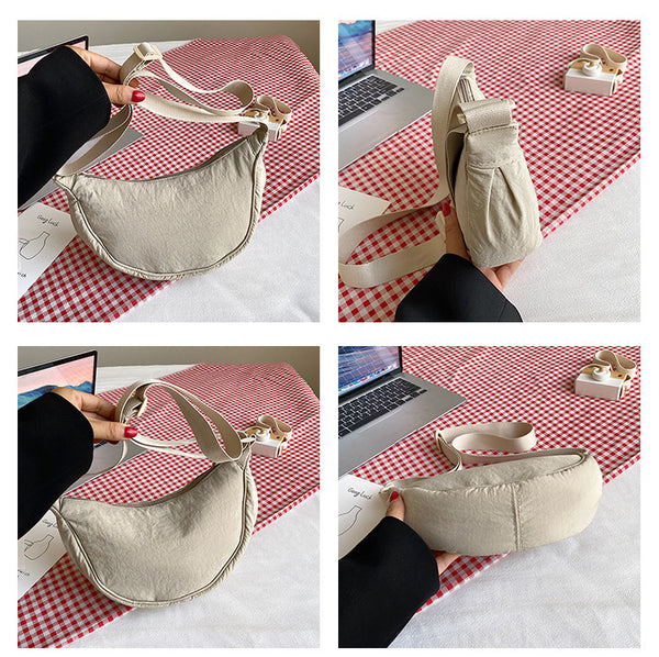 Nylon Crossbody Shoulder Saddle Style Bag Handbag Adjustable Strap Pink