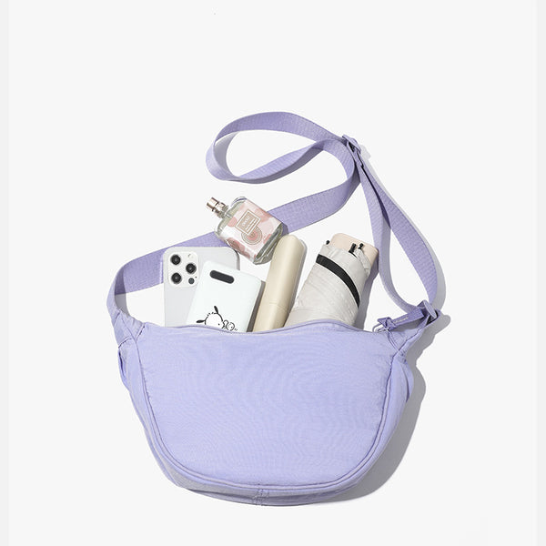 Nylon Crossbody Shoulder Saddle Style Bag Handbag Adjustable Strap Purple