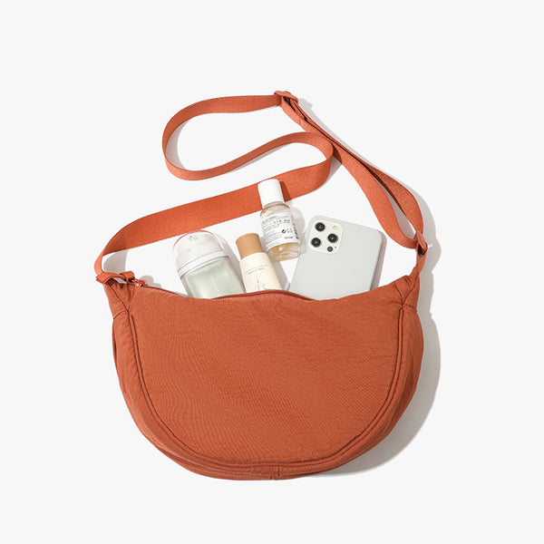 Nylon Crossbody Shoulder Saddle Style Bag Handbag Adjustable Strap Orange