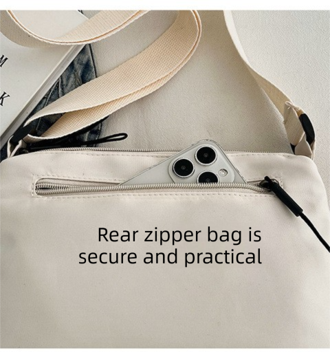 Nylon Crossbody Shoulder Bag Multi Pocket Lightweight Adjustable Strap Grey
