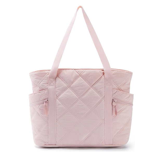 Nylon Quilted Puffer Tote Shoulder Bag Handbag Laptop Work Travel Gym 24L Pink
