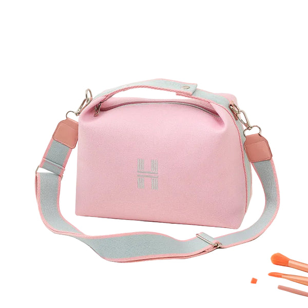 Canvas Crossbody Shoulder Top Handle Bag Handbag Wide Strap Pink