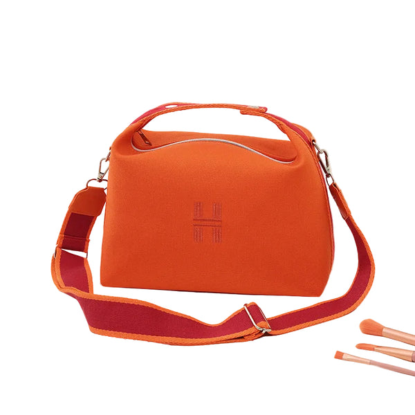 Canvas Crossbody Shoulder Top Handle Bag Handbag Wide Strap Orange