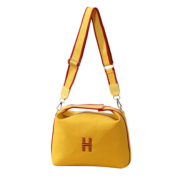 Canvas Crossbody Shoulder Top Handle Bag Handbag Wide Strap Yellow