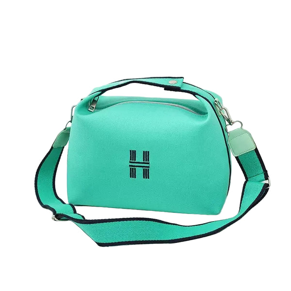 Canvas Crossbody Shoulder Top Handle Bag Handbag Wide Strap Emerald