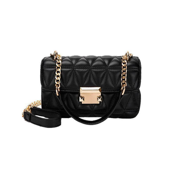 Faux PU Leather Quilted Chain Strap Crossbody Underarm Bag Handbag White