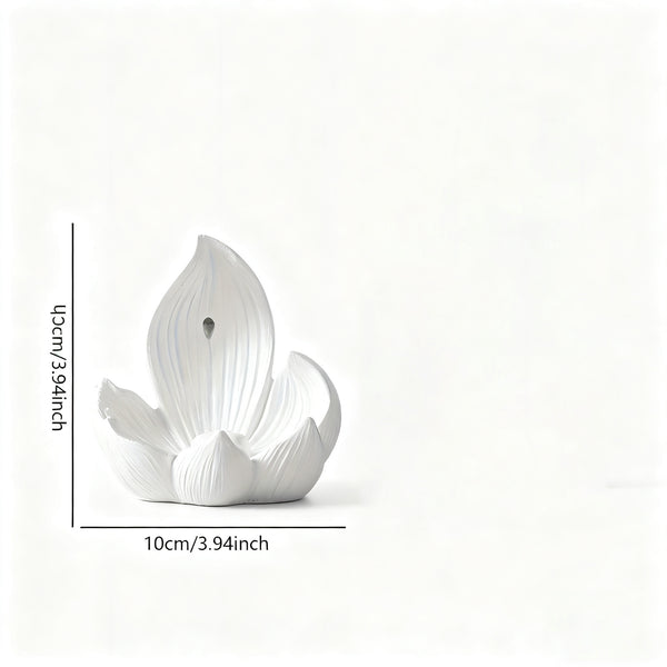Zen Lotus Waterfall Backflow Incense Cone Diffuser Burner Resin 10cm White