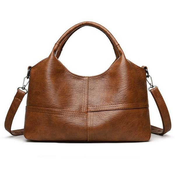 Faux PU Leather Top Handle Tote Crossbody Shoulder Womens Bag Handbag Brown