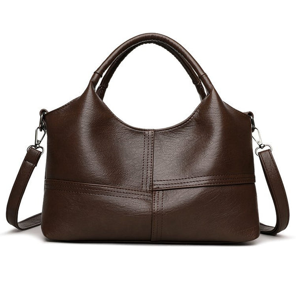 Faux PU Leather Top Handle Tote Crossbody Shoulder Womens Bag Handbag Coffee