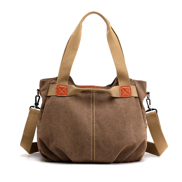 Retro Style Canvas Tote Crossbody Shoulder Womens Bag Handbag Coffee