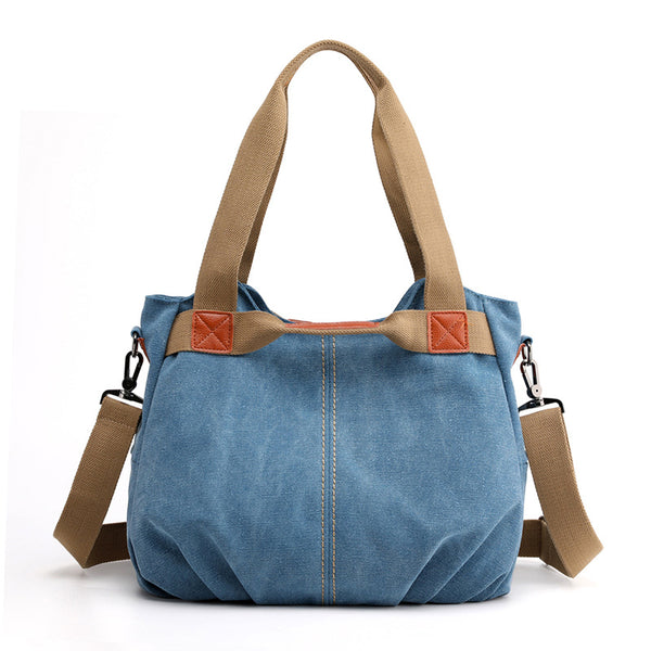 Retro Style Canvas Tote Crossbody Shoulder Womens Bag Handbag Denim Blue