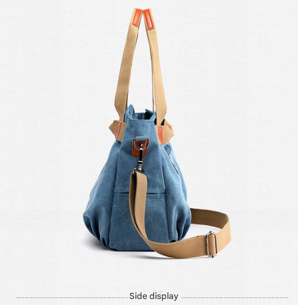 Retro Style Canvas Tote Crossbody Shoulder Womens Bag Handbag Denim Blue