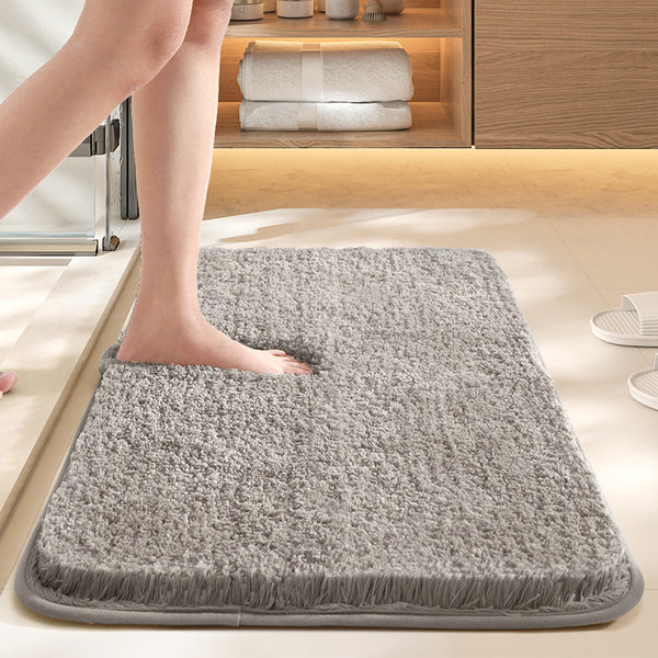 Shag Bath Mat Silver Ion Antibacterial Quick Dry Non Slip TPR 50 x 80cm Grey