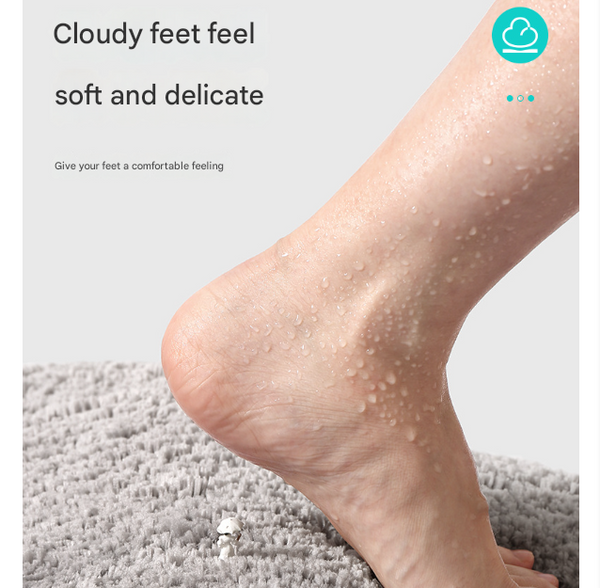 Shag Bath Mat Silver Ion Antibacterial Quick Dry Non Slip TPR 60 x 90cm Grey