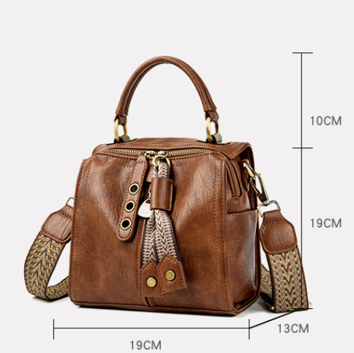 Nylon Water Resistant Round Crossbody Shoulder Bag Multi Pocket Design Red