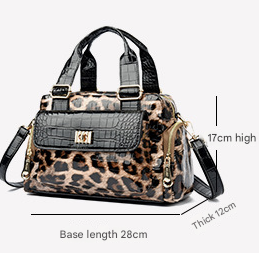 Faux PU Leather High Gloss Patent Look Top Handle Crossbody Shoulder Bag Leopard Print