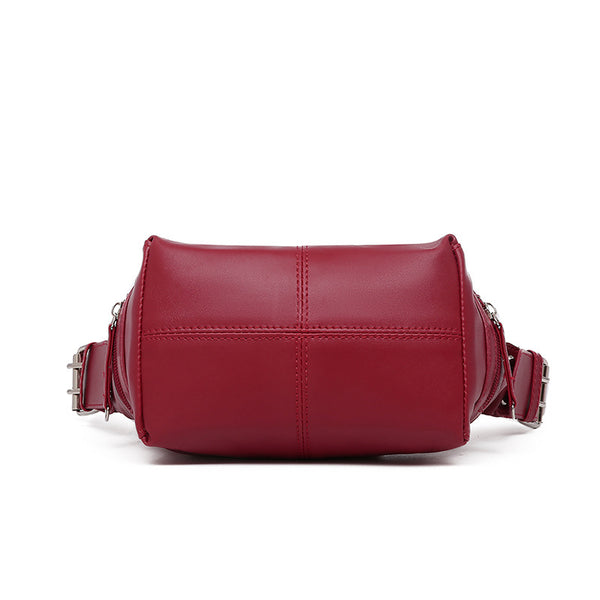 Faux PU Leather Crossbody Shoulder Bag Handbag Metal Rivets Red