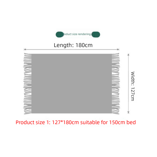 Diamond Minimalist Knit Throw Blanket Tassel Fringe 127 × 180cm Brick Red
