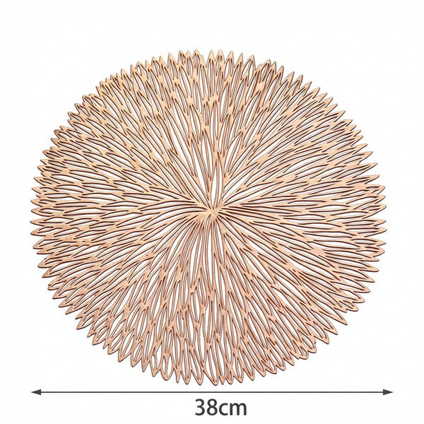 Set of 3 Round Table Mats Placemats Heat Resistant Non-Slip PVC 38cm Silver