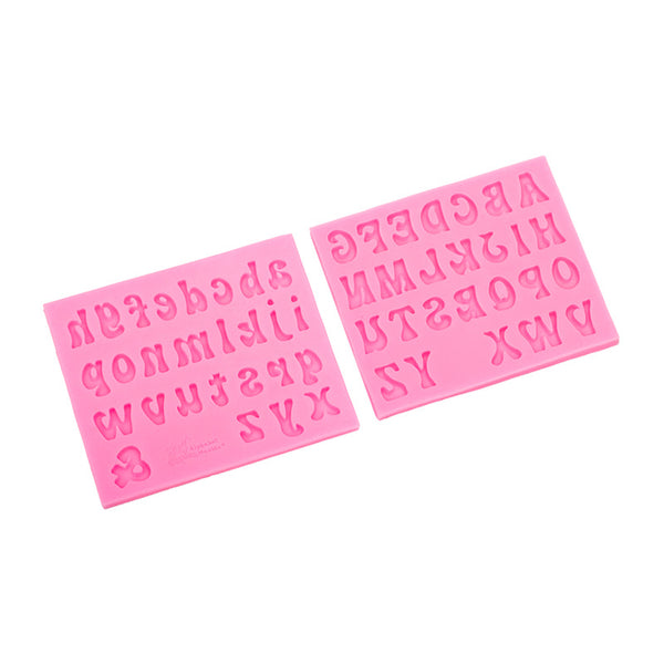 4 Pack A-Z 0-9 Alphabet Letters Numbers Silicone Molds Cake Resin Chocolate Pink