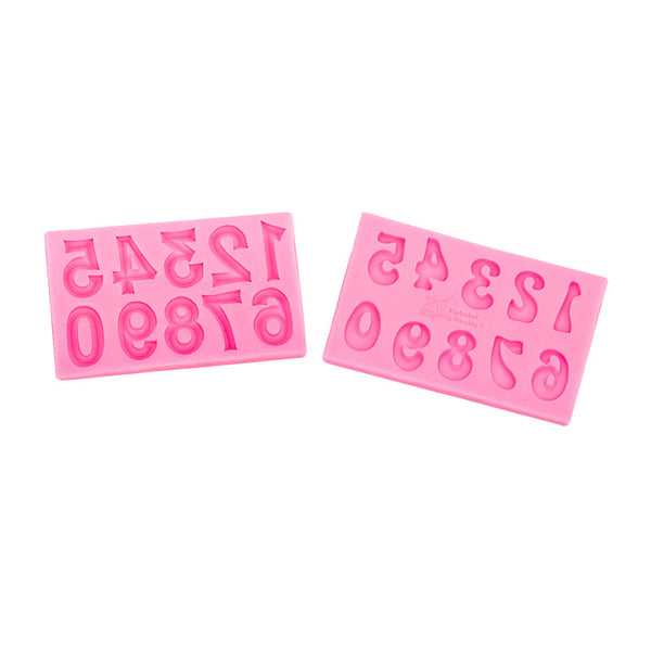 4 Pack A-Z 0-9 Alphabet Letters Numbers Silicone Molds Cake Resin Chocolate Pink