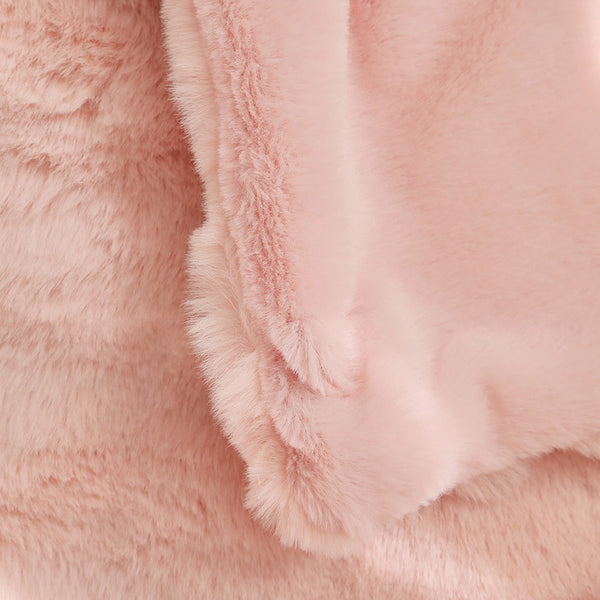 Faux Rabbit Fur Tuscany Fleece Bubble Blanket Throw Rug 200 x 230 cm Pink