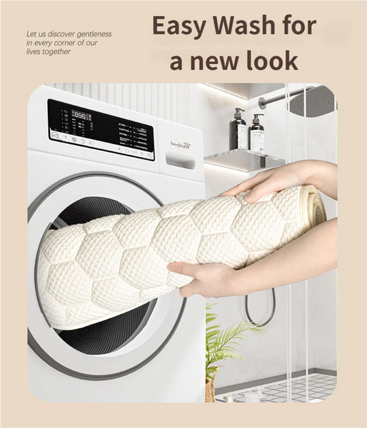 3D Honeycomb Textured Memory Foam Bath Shower Mat 40 x 60cm Off White